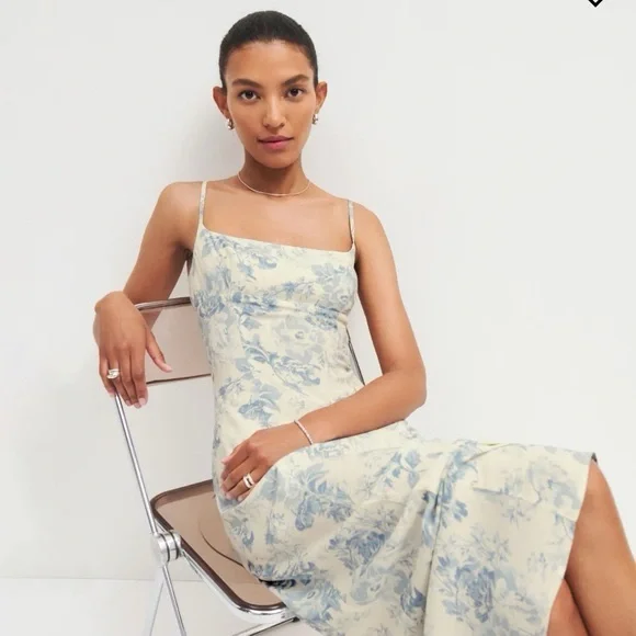 Reformation Liya Floral Midi Dress in Teacup - Picture 1 of 5